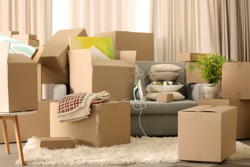 Commercial furniture being moved during an office relocation in Ruislip
