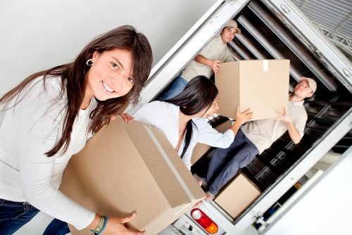 Careful loading of furniture and boxes during a local flat move