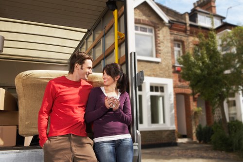 Packed boxes and furniture prepared for house removals